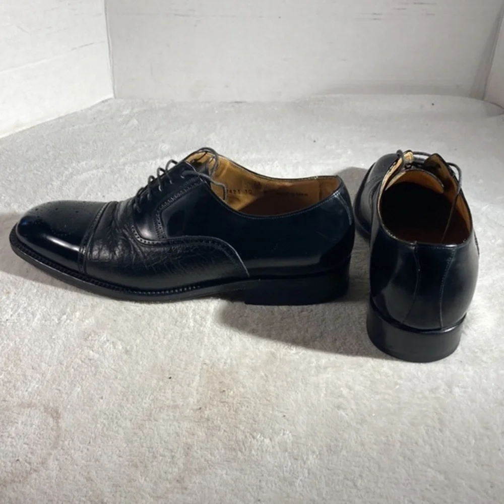Massimo Emporio Mens Black Handmade  Cap Toe Shoes